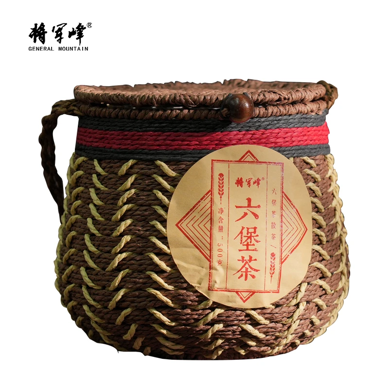 将军峰六堡茶广西特产陈香六堡茶黑茶散茶篓装500g