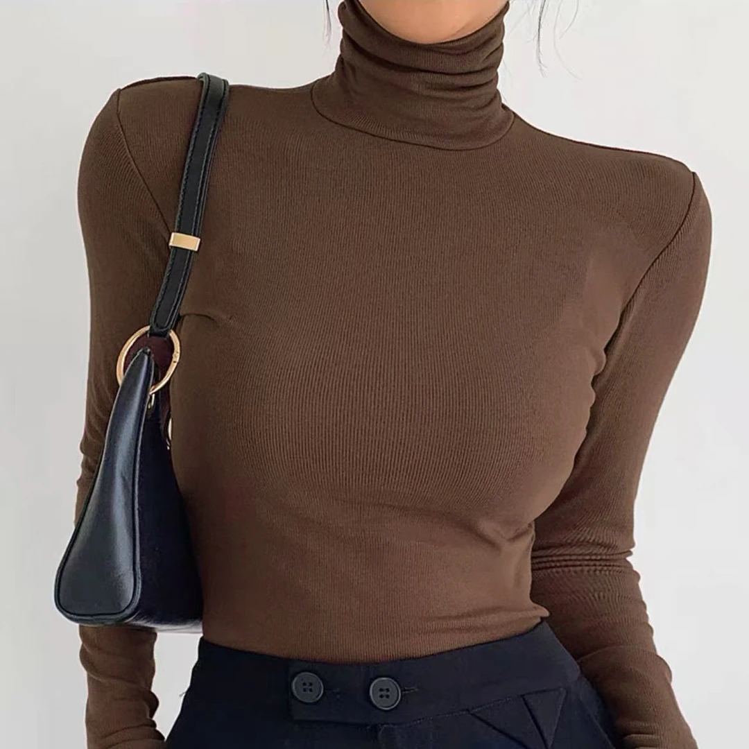 2025新款！女士高领长袖百搭打底衫F449