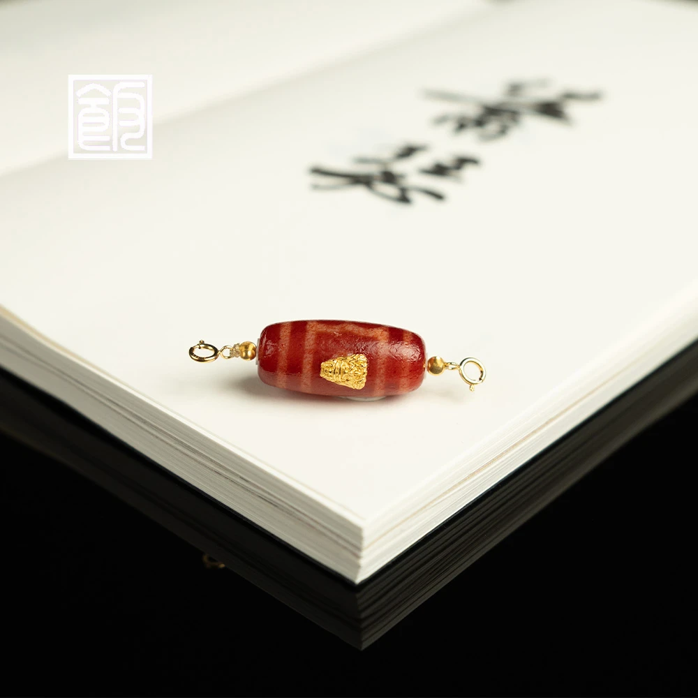【多金】饭饭珠宝 18k金天珠玛瑙吊坠 （天然珠宝多样性发）