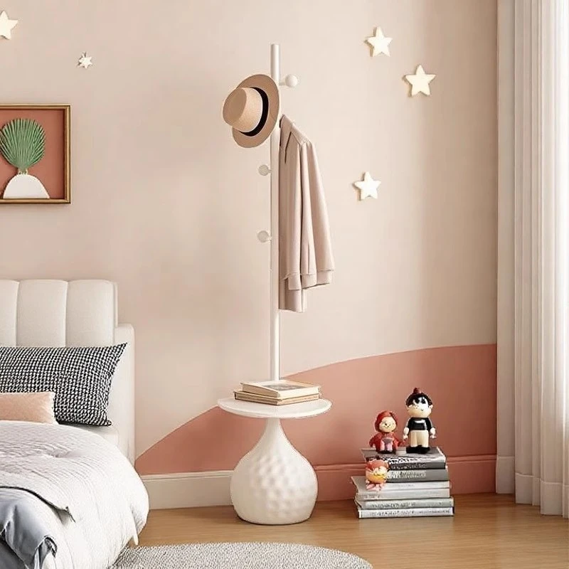 奶油风多功能单杠茶几衣架北欧简约创意置物架家用客厅挂衣架