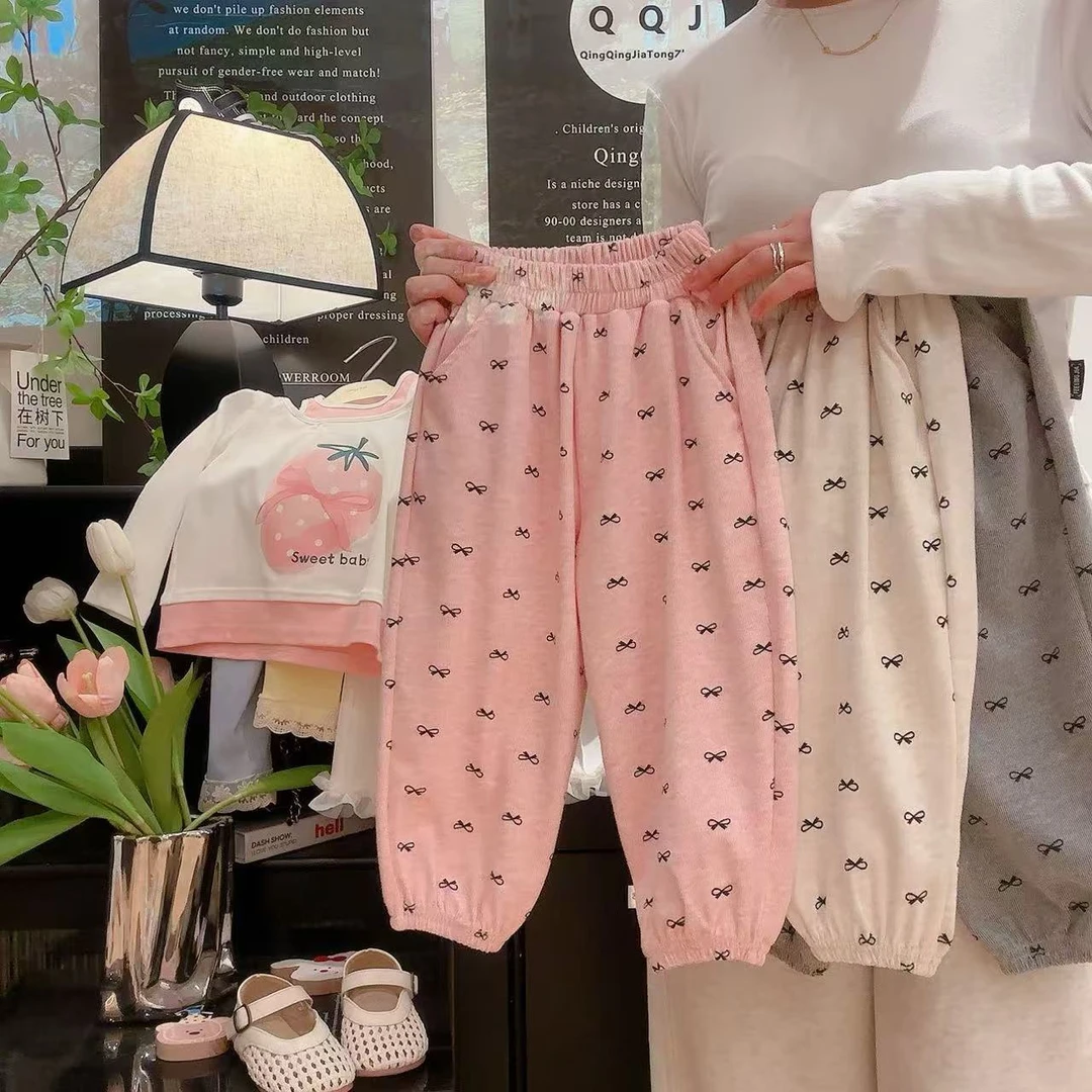【春季新款】女童蝴蝶结束脚裤春秋款洋气时髦外穿童装韩版灯笼裤
