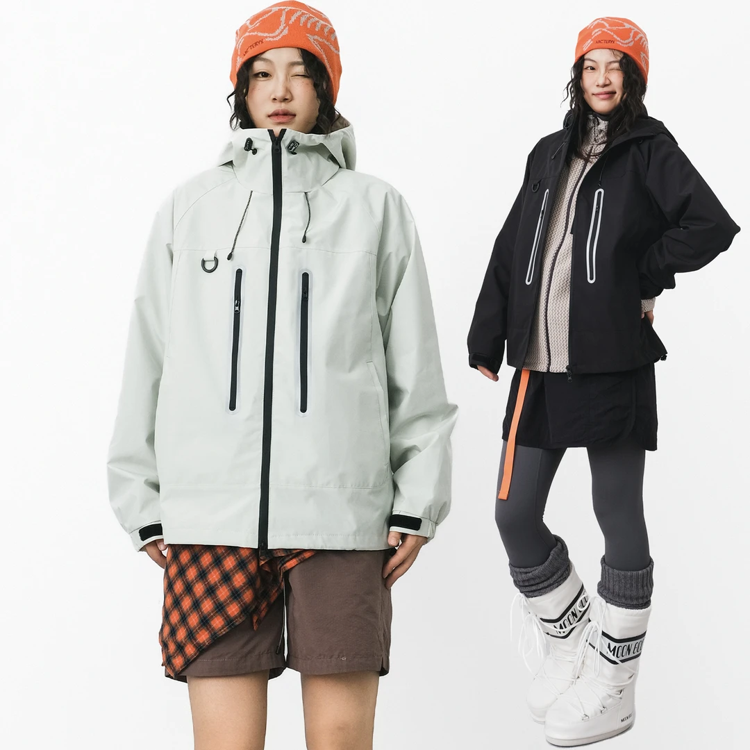 山隐户外运动爬山情侣夹克徒步登山服软壳压胶反光条冲锋衣外套女