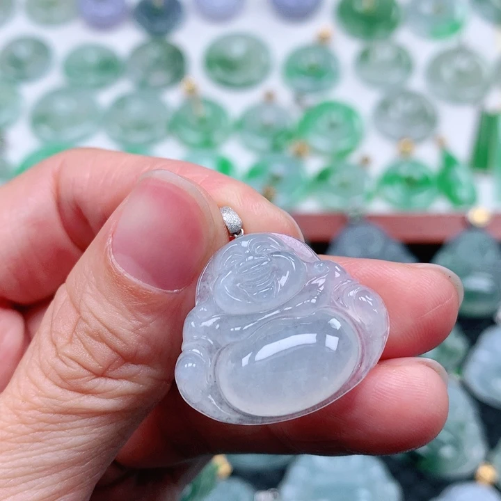 翡翠吊坠(不含链)18K金镶嵌