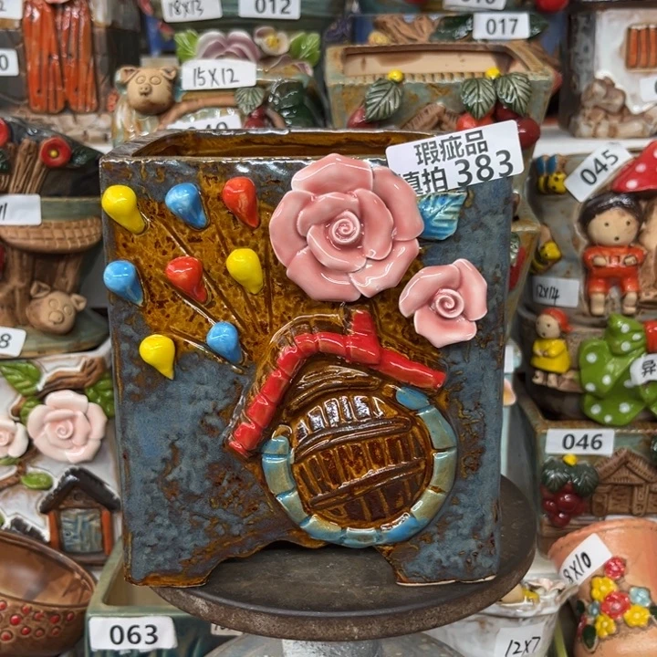 紫砂花盆粗陶材质多肉花盆383