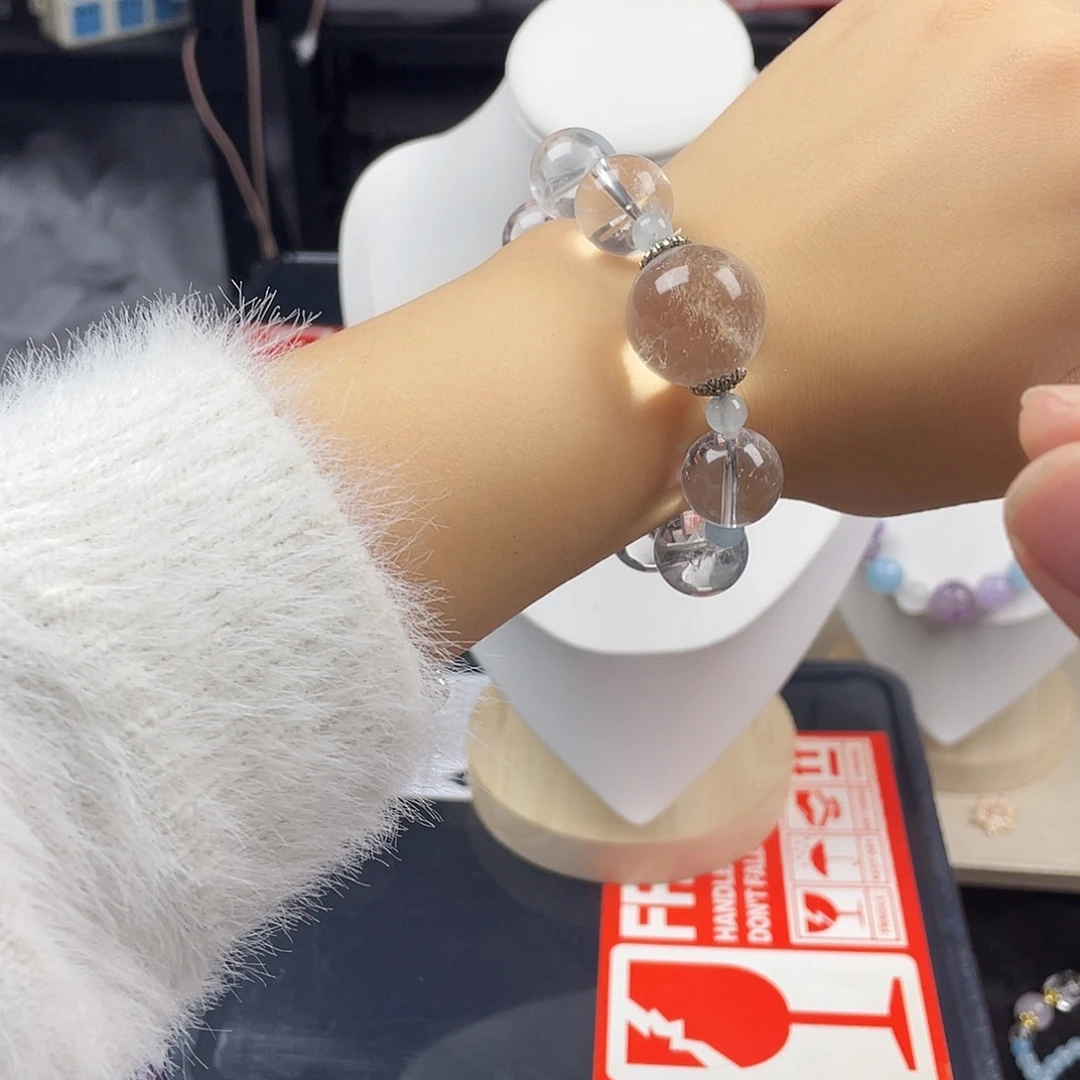 银S925镶嵌手链烟晶