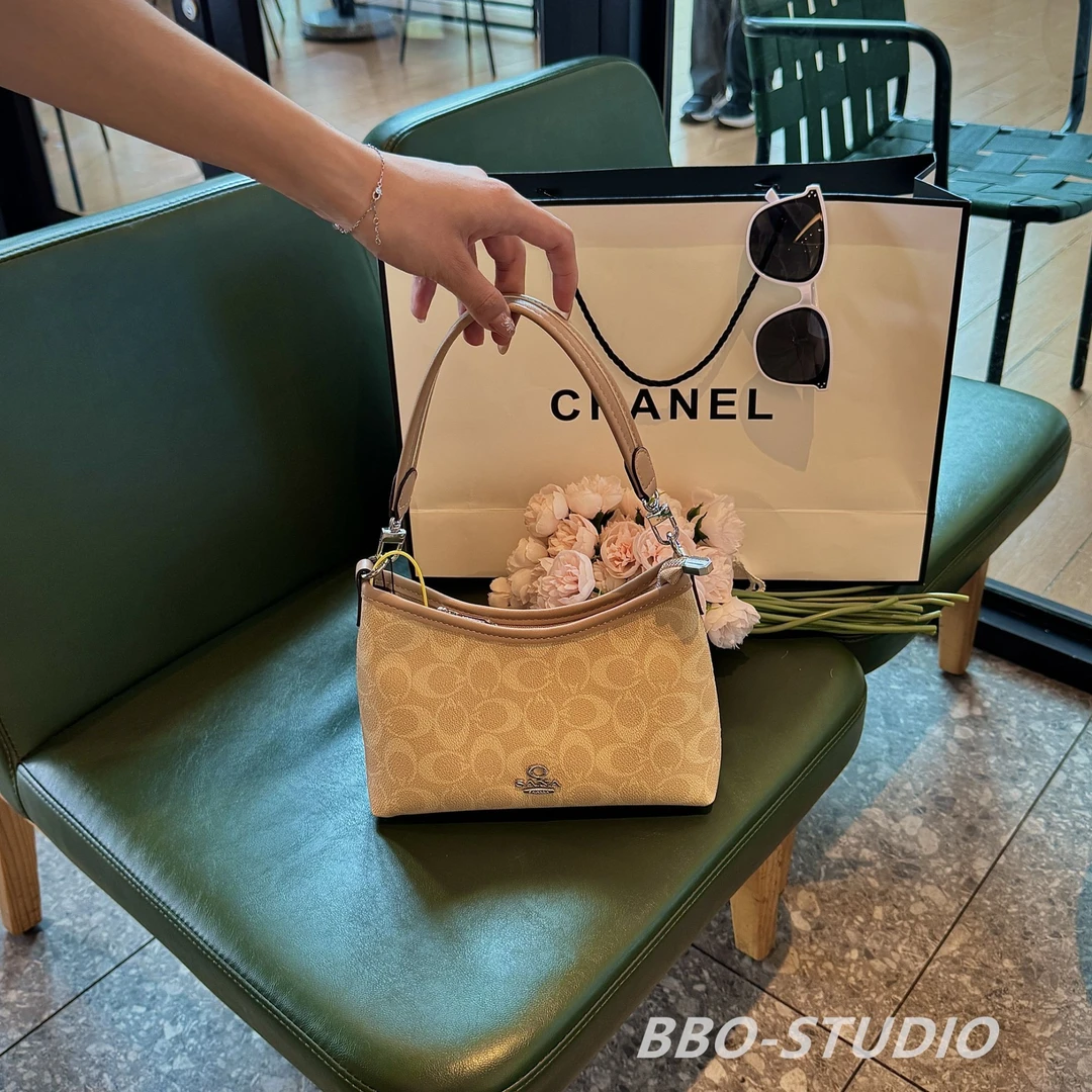 【温柔豆沙】2025新款经典单肩斜挎手拎老花腋下包包气质hobo女包