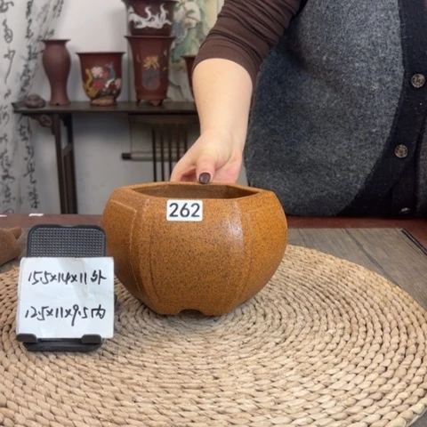 紫砂花盆超***乐老粉福利两只262柴烧六方
