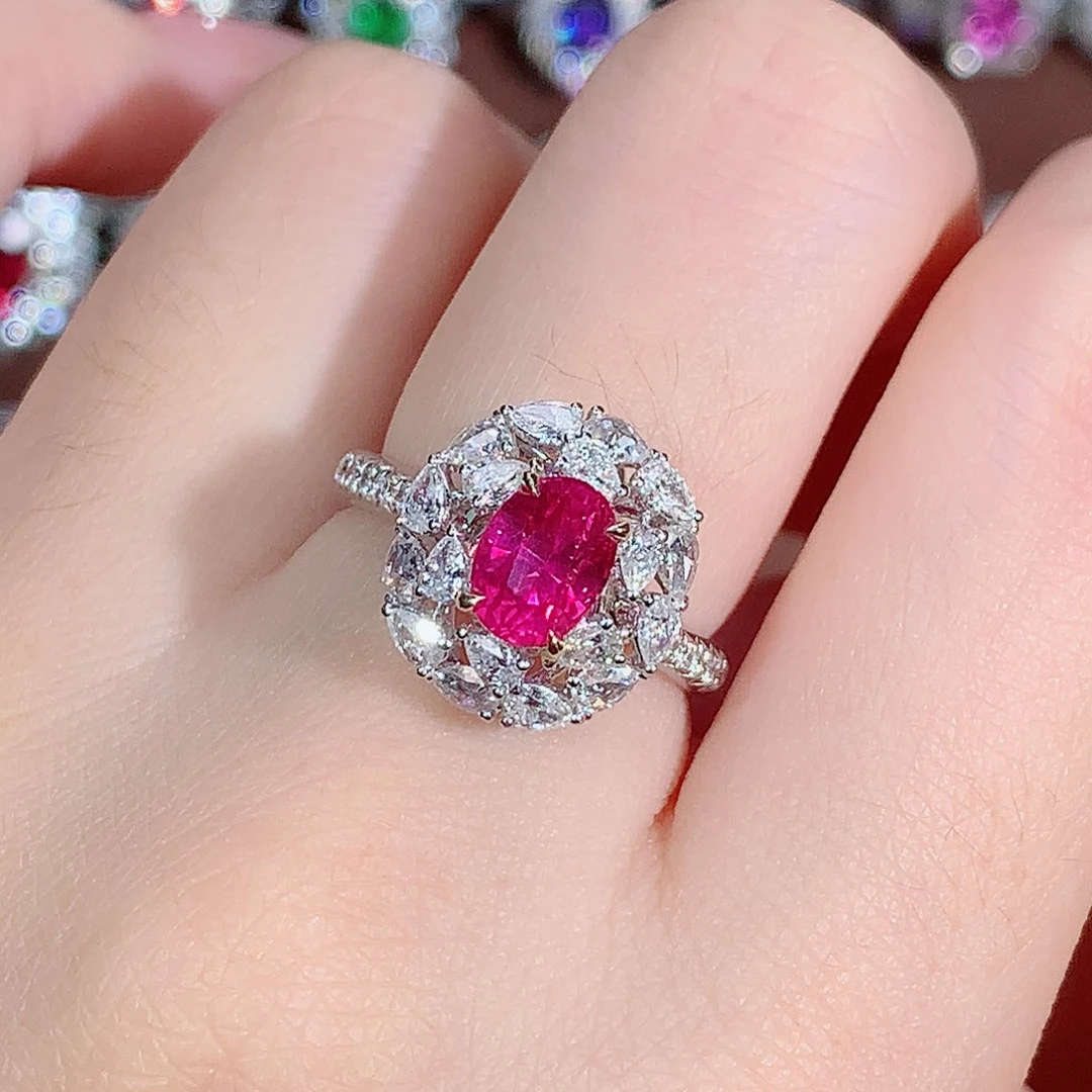 18K金镶嵌戒指红宝石1.57ct/天然宝石/七天无理由