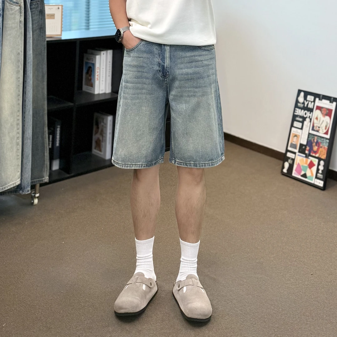 25夏款  男士牛仔短裤怀旧蓝宽松百搭  薄款潮流直筒休闲