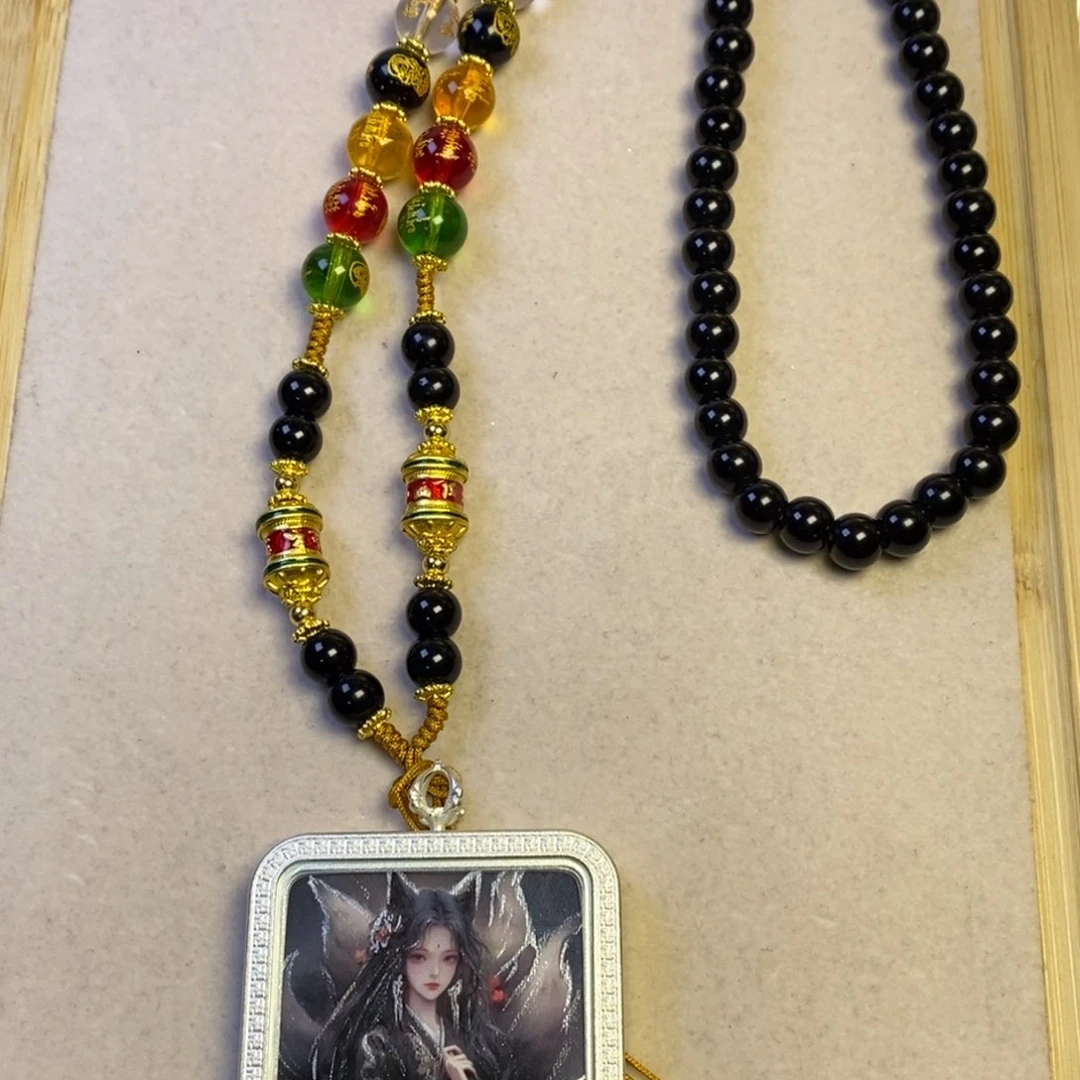 吊坠黑狐娘娘 黑蟒娘娘唐卡