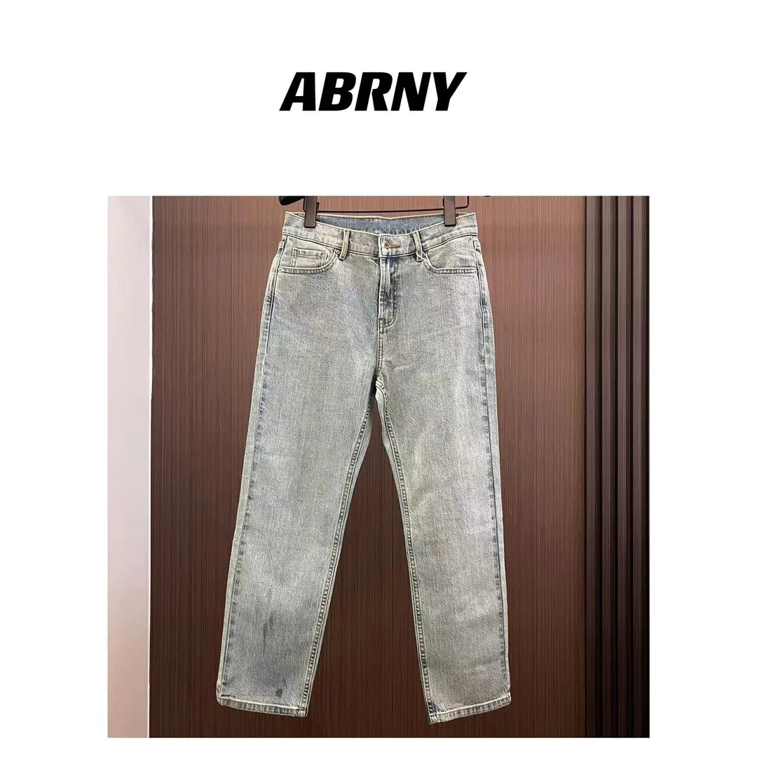 ABRNY【佛罗伦萨】浅色系牛仔裤直筒轻奢复古百搭休闲水洗修身