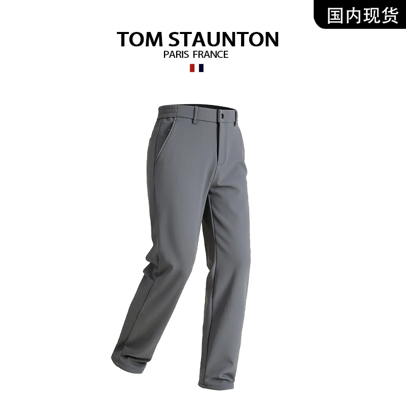 TOM STAUNTON/汤姆诗丹顿 纯色休闲裤常规立体剪裁宽松加绒长裤男
