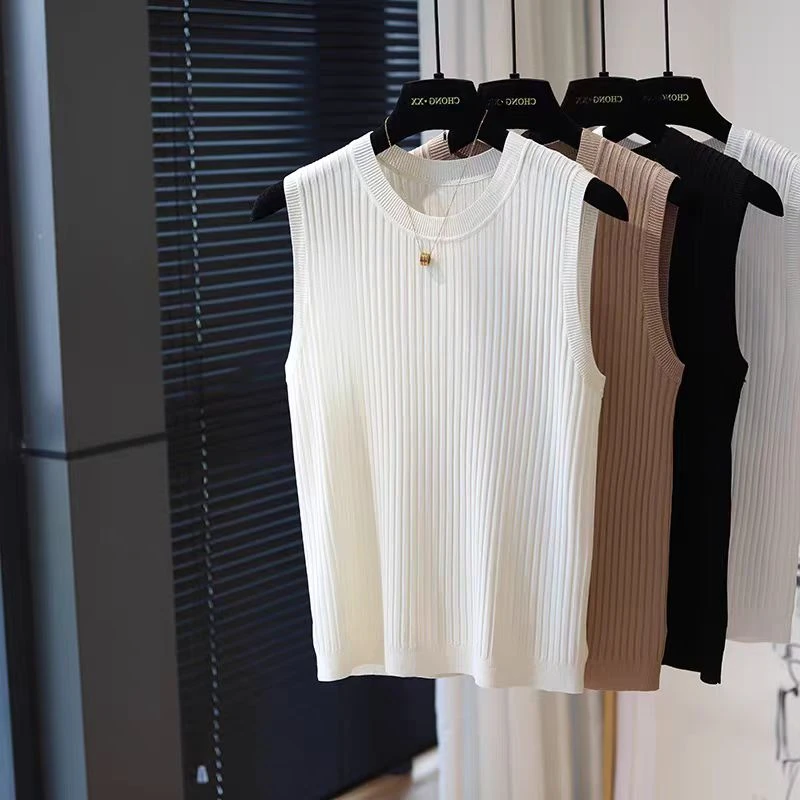 冰丝针织吊带背心女款宽松无袖内搭打底衫夏季薄款显瘦时尚百搭