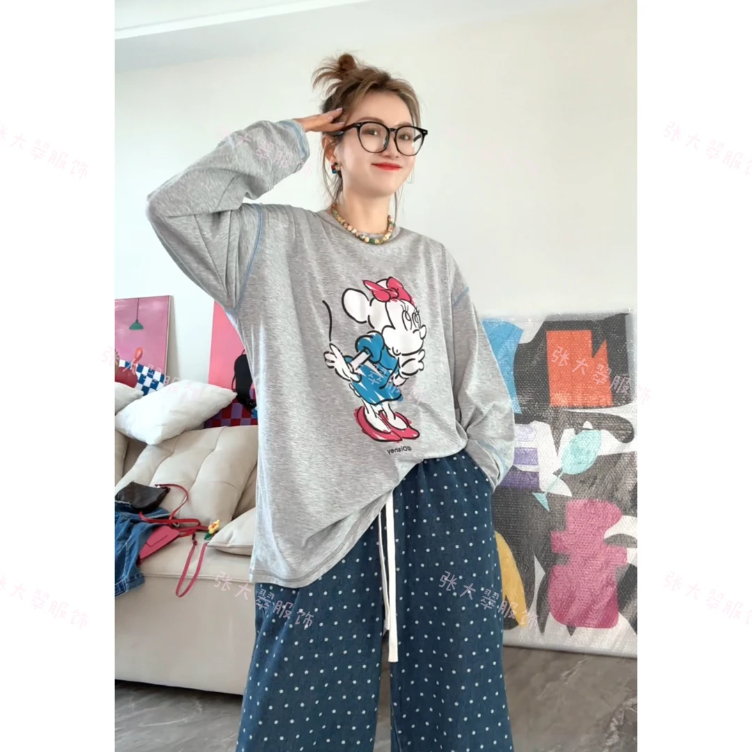 【Z.D.C】减龄卡通图案长袖T恤/宽松百搭