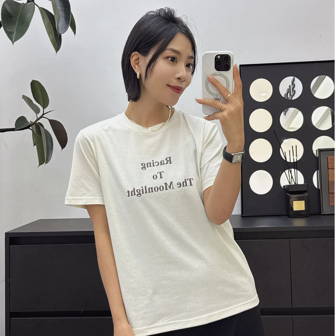 【BAZAAR】春夏时尚圆领T恤简约印花短袖潮流休闲运动韩版