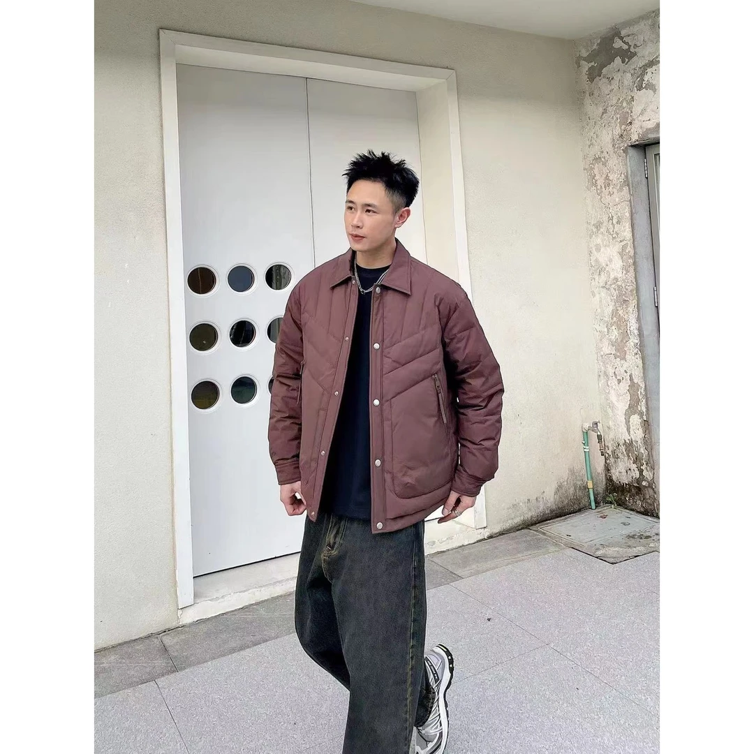 【门店爆品】结构鲨鱼鳍剪裁轻羽绒翻领夹克外套休闲高级感.Z-1102