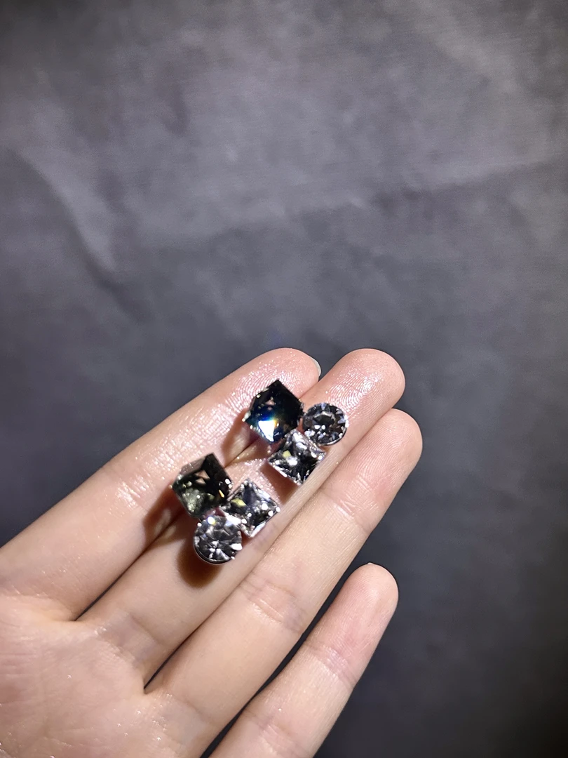 合金耳饰 方圆镶嵌日韩迷你耳饰耳钉女百搭