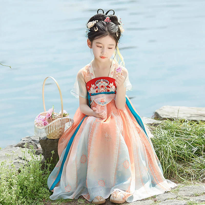 古月家.青莲 汉服女童2025夏季新款儿童古风仙女裙女孩古装表演服