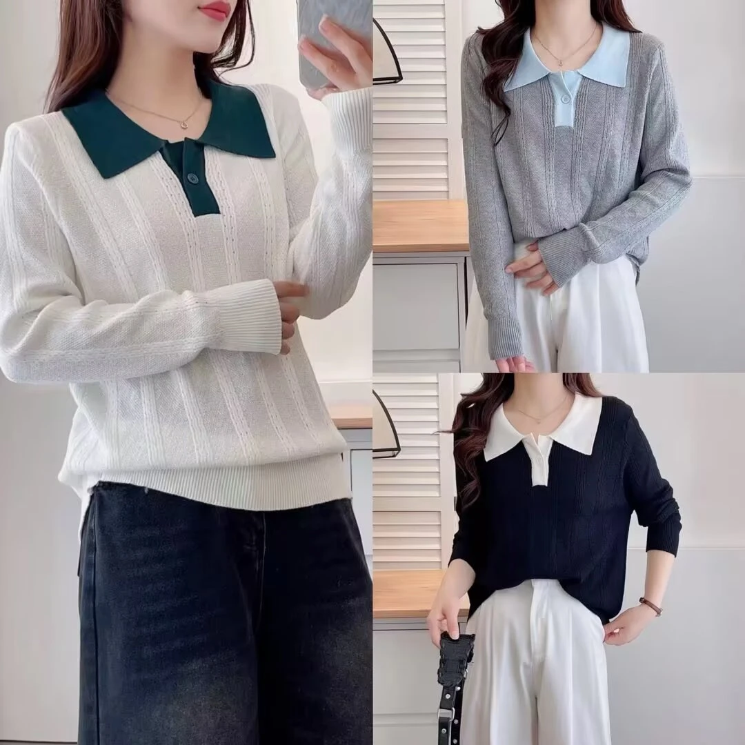 大码春季百搭时尚显瘦气质休闲长袖针织衫