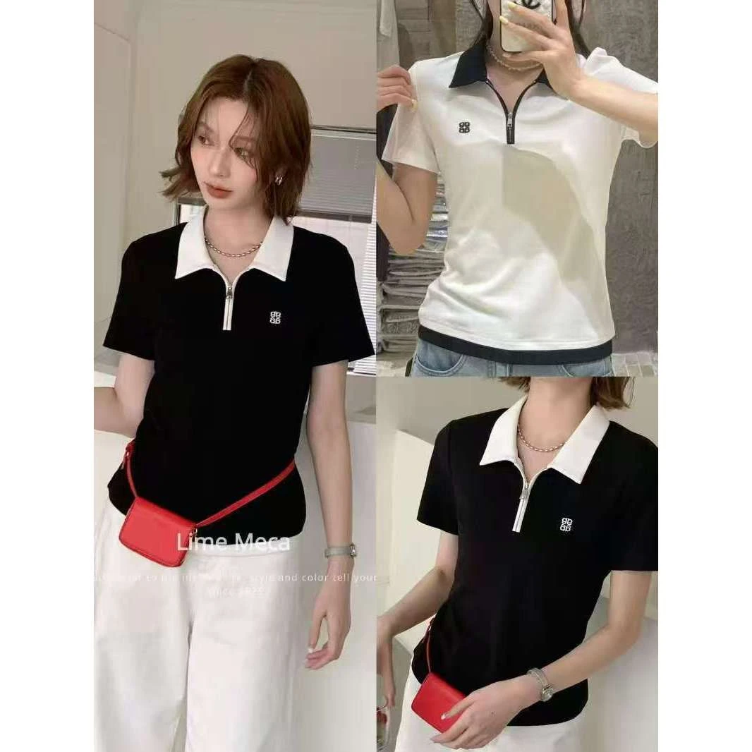 DS52890回味依衣时尚显瘦气质百搭2025夏季新款翻领短袖