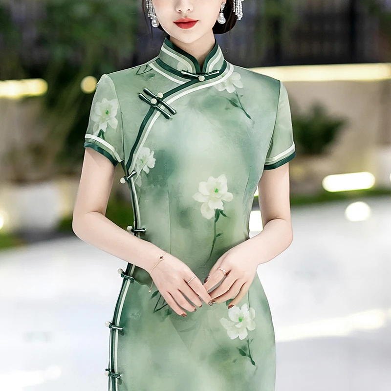 新中式旗袍2025新款高端夏装复古老上海素雅国风日常可穿改良裙子