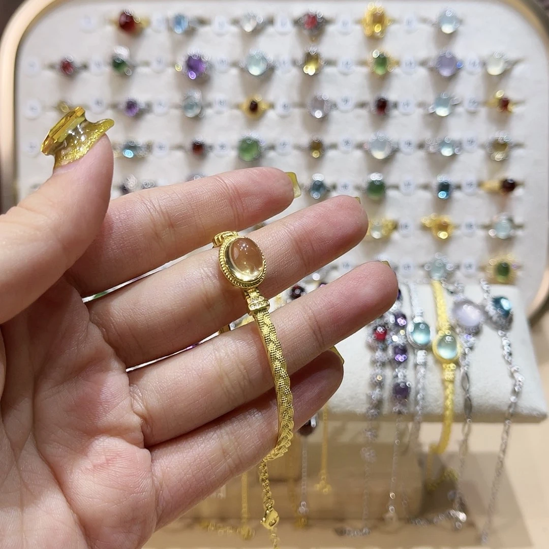 蛇纹石玉戒指银S925镶嵌7**W