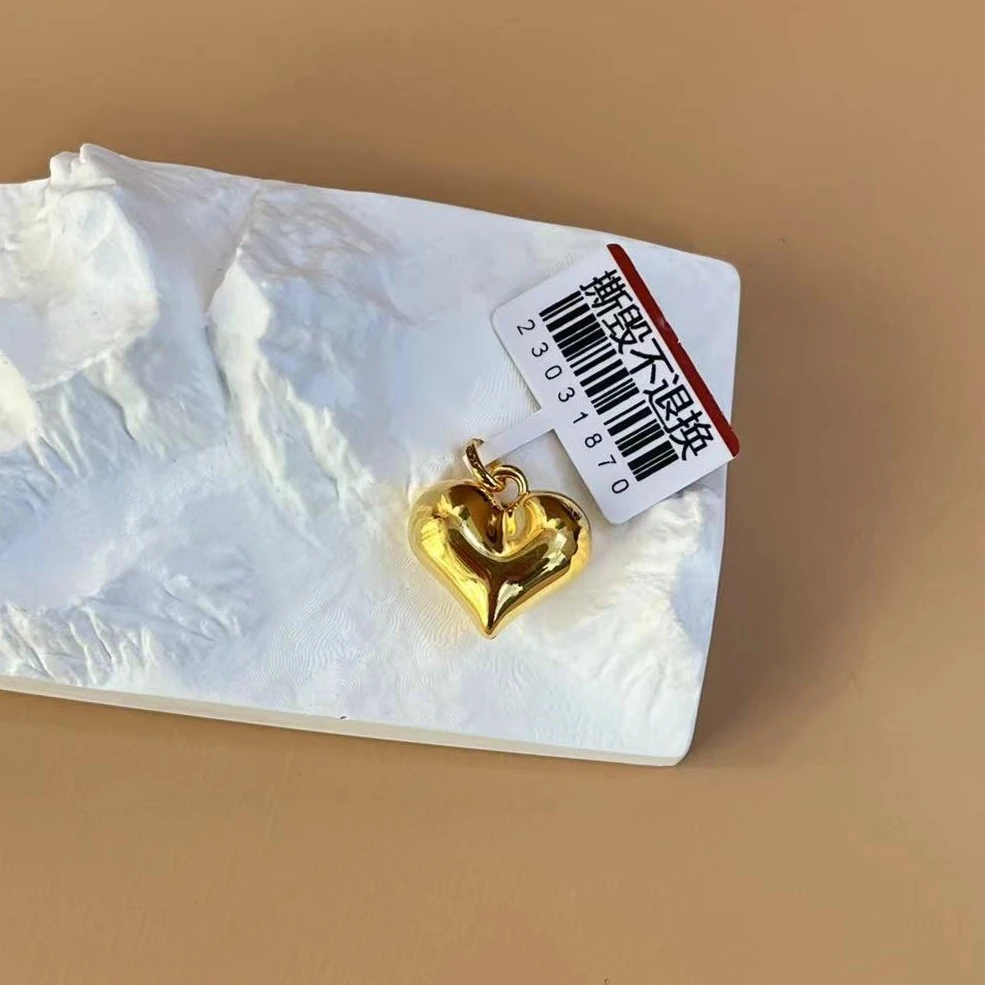 妮蔻黄金足金999黄金3D工艺小胖心精工爱心吊坠黄金按克卖 免工费