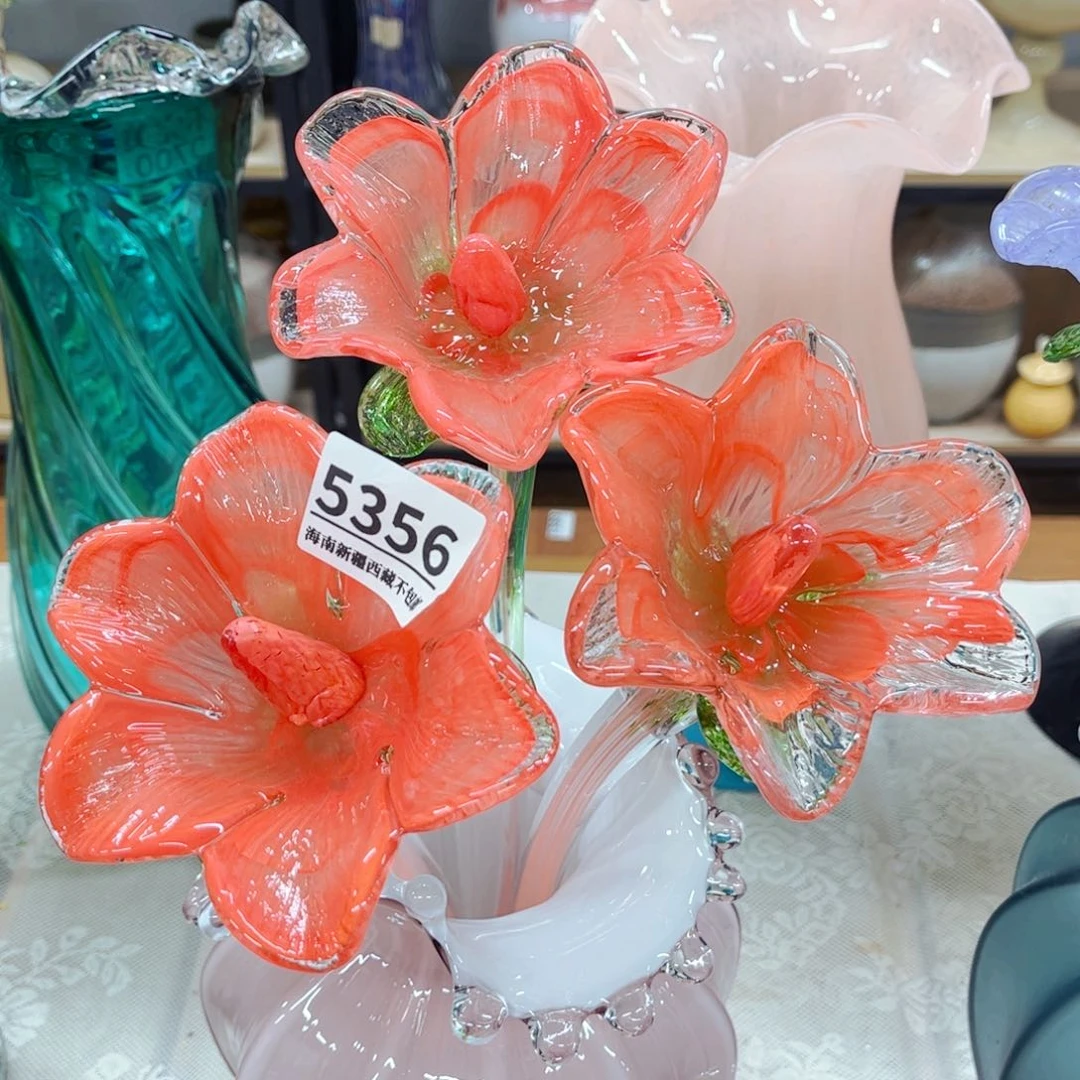 3朵百合家悦美居琉璃摆件