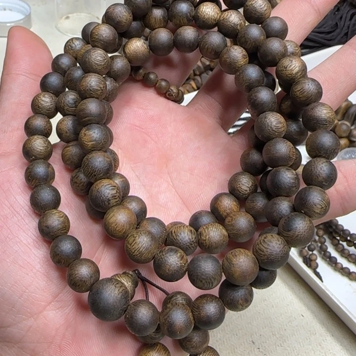 沉香木手串奇楠沉香圆珠长串0.9-42g乌身