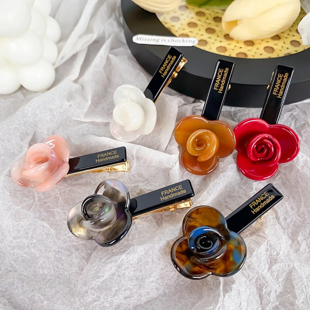 SY27009边夹醋酸花朵发夹儿童气质少女碎发夹百搭鸭嘴夹