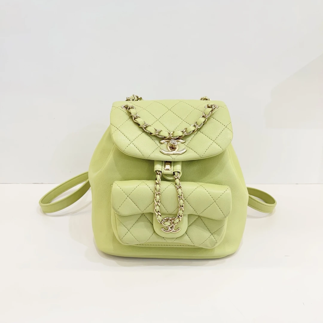 99新 Chanel/香奈儿 蔚蓝中古/23C duma小号双肩牛油果绿