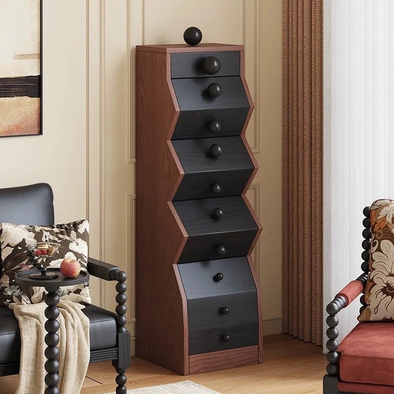 实木古风五斗柜不规则柜子玄关复古储物柜餐边收纳客厅置物柜意式