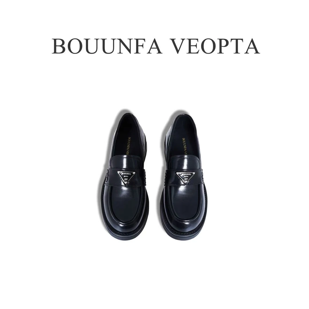 BOUUNFA VEOPTA【芯片】新款秋季圆头休闲厚底乐福鞋胎牛皮女鞋D802