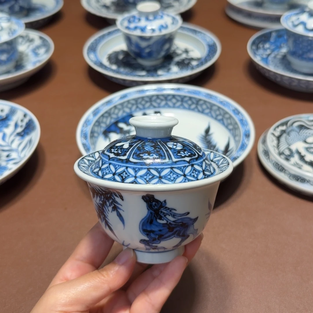 手工手绘茶具盖碗