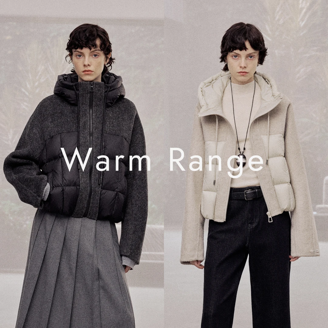 Warm Range 秋冬羊毛呢子外套拼接90白鸭绒羽绒外套女
