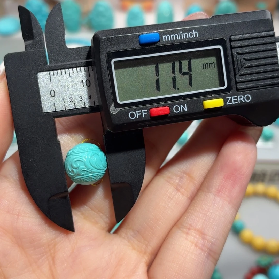 绿松石未镶嵌珠宝奇石唐草珠