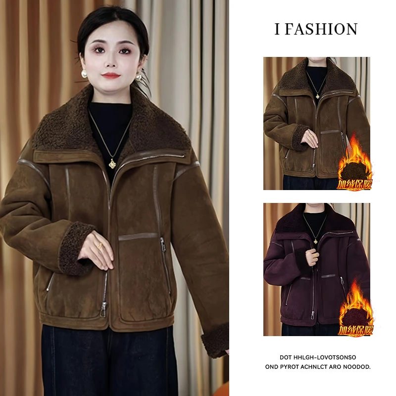 小个子时尚百搭长袖短外套女2025年冬季新款减龄休闲加棉加厚上衣