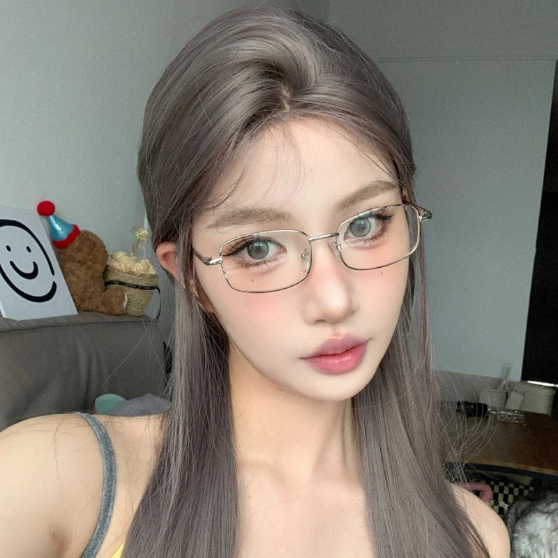 复古金属银色小方形欧美风斯文败类日系素颜眼镜防蓝光配近视度数