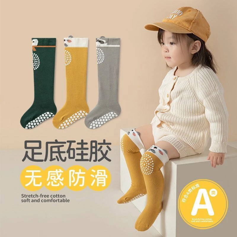 防滑地板袜点胶可爱动物学步袜过膝长筒爬爬袜护膝宝宝袜婴童袜