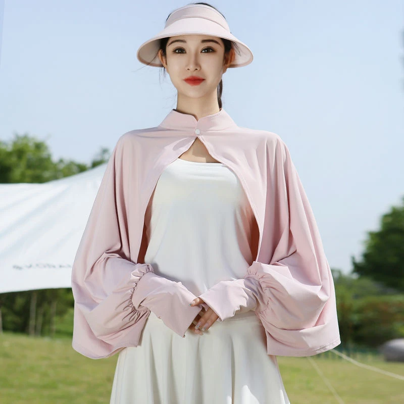 防晒披肩女冰丝防晒衣女外穿夏季防紫外线开衫骑车开车宽松防晒服