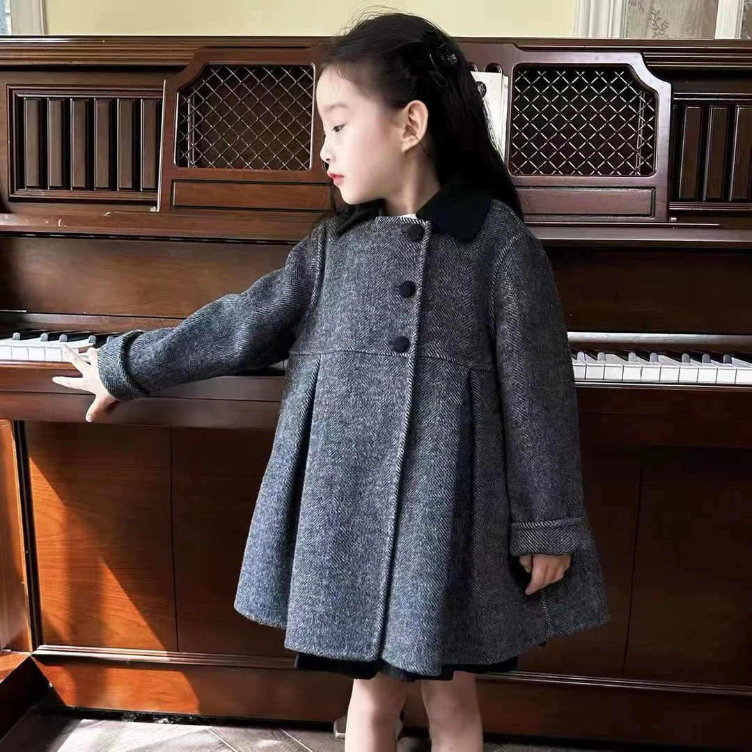 XZM-1826-儿童时尚洋气百搭格子呢外套（冬款）