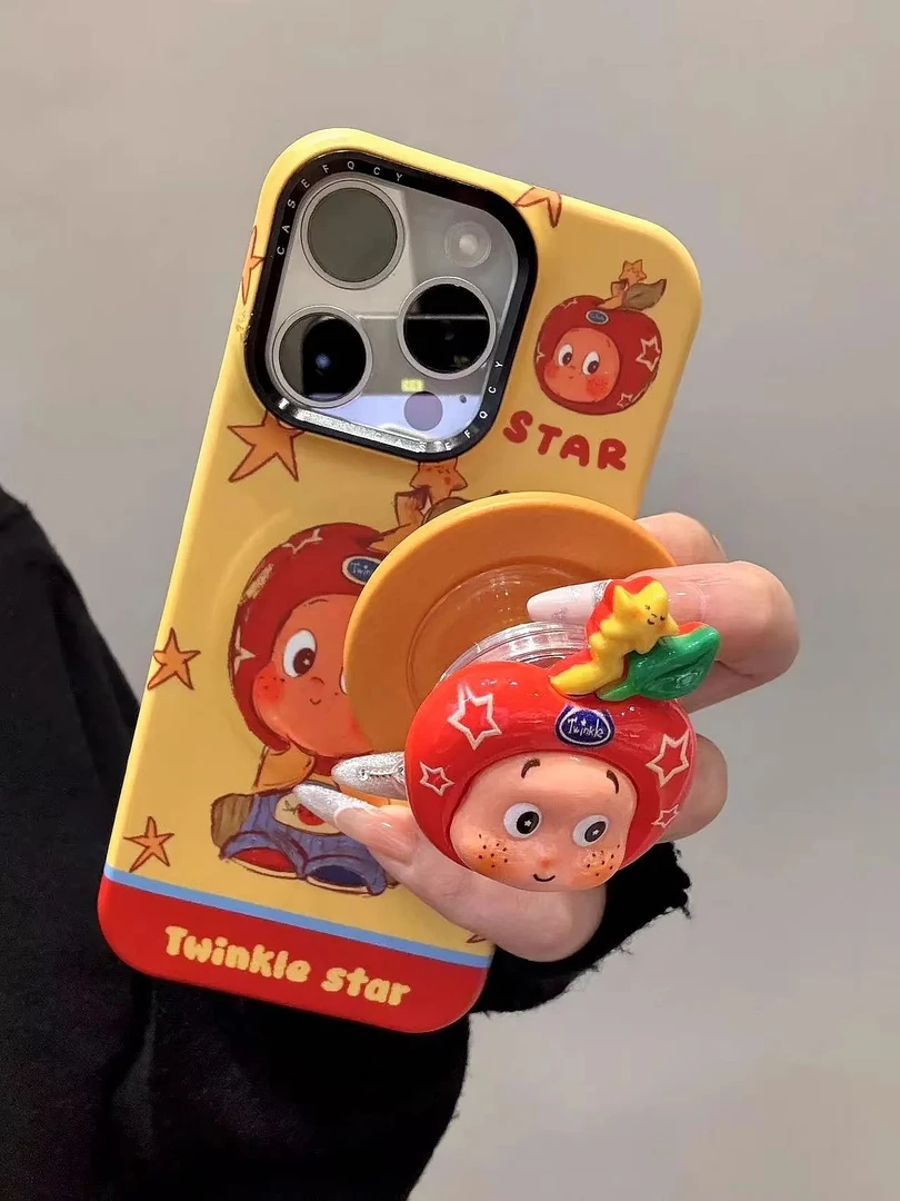 爆米花星星小人适用苹果iphone16promax手机壳15日韩风1413菲林女