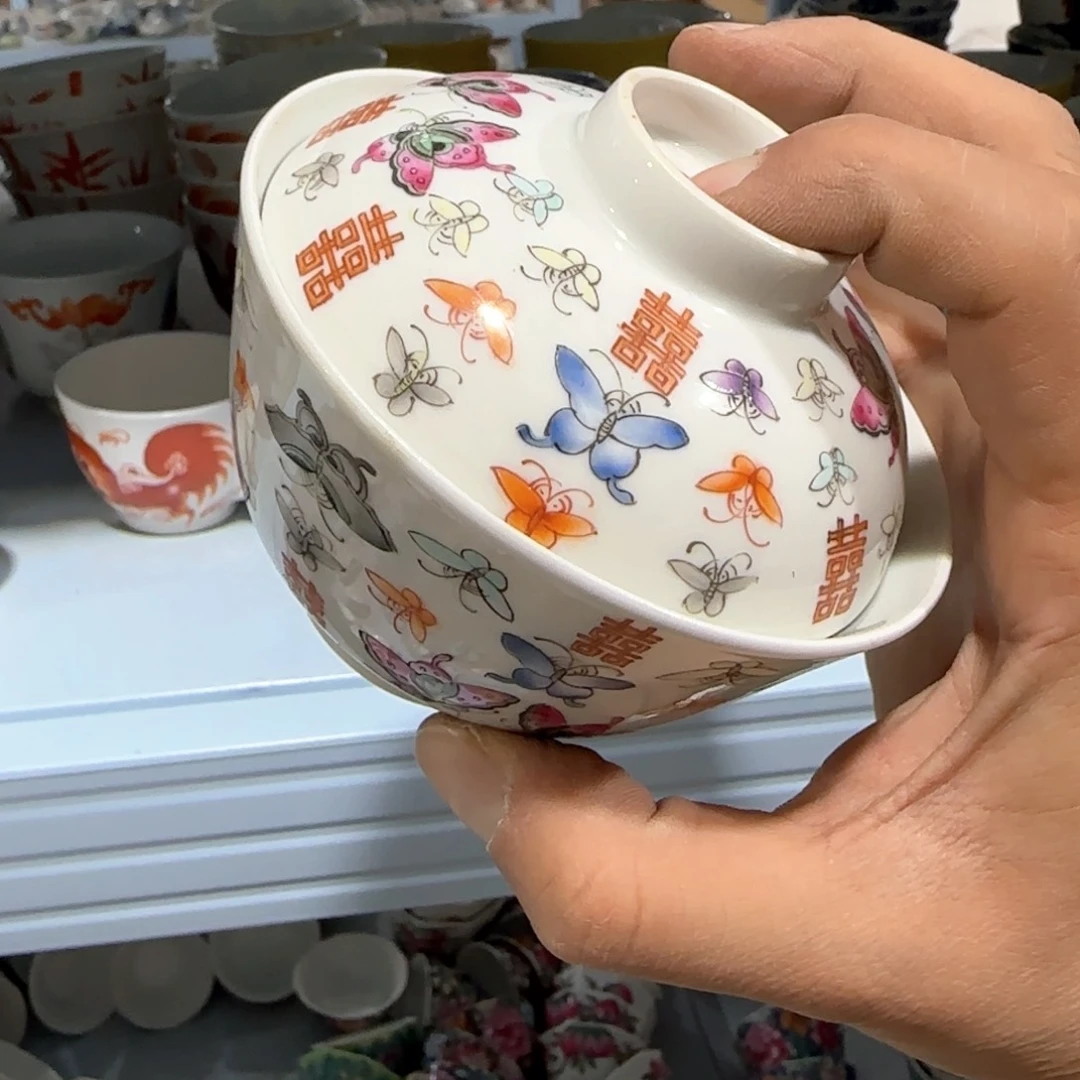 瓷片摆件手绘瓷器年底清清