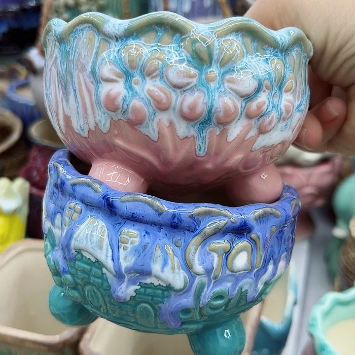 多肉绿植陶瓷花盆9.9包邮，有孔