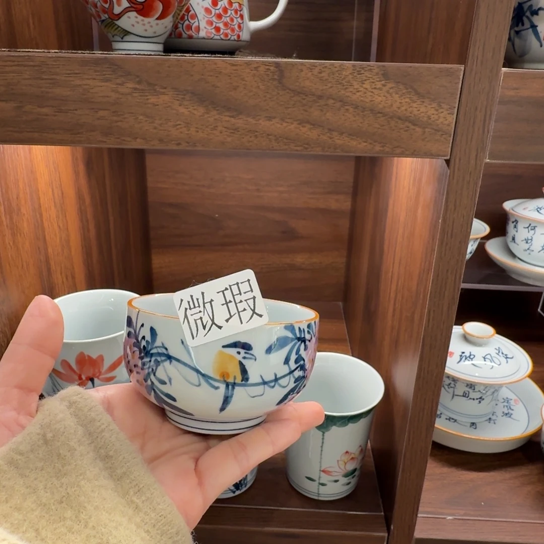 釉下手绘茶具微瑕