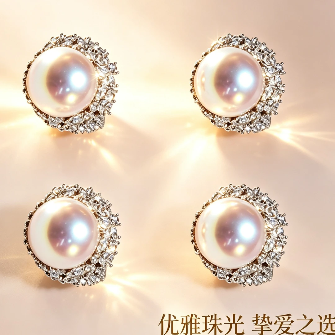 玲飞珍珠戒指产品爱迪生大龙珠镶嵌花朵皓石多样性发一