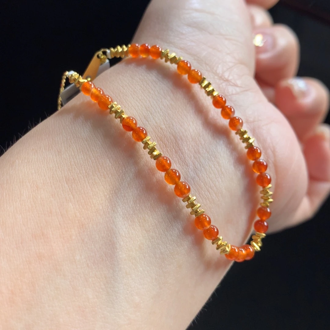 翡翠未镶嵌手链金玉满堂冰橘色卡3.3