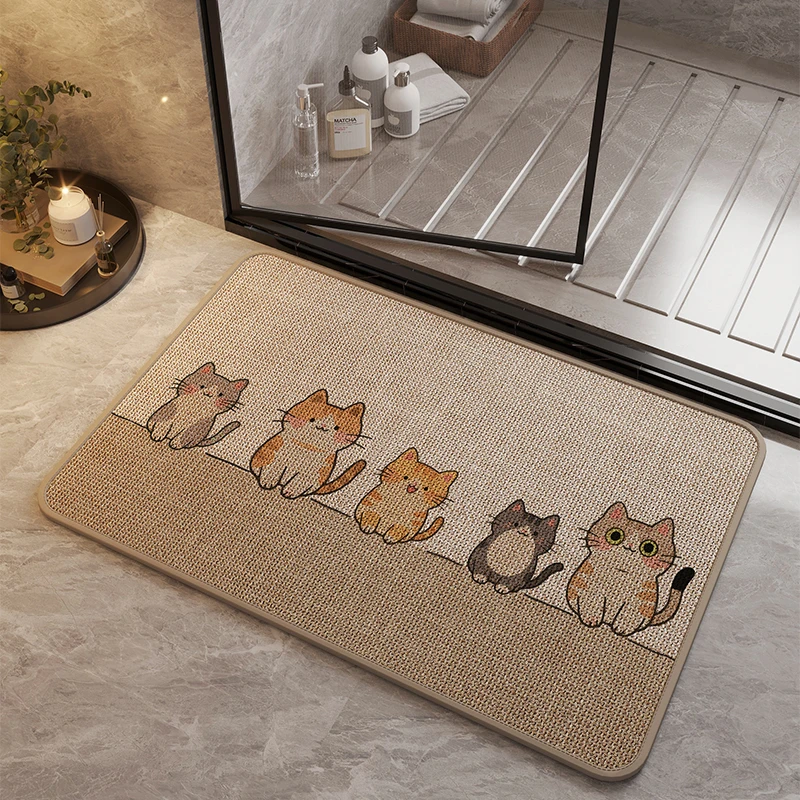 卫生间地垫亚麻编织吸水速干浴室厕所洗手间门口耐脏防滑脚垫地毯