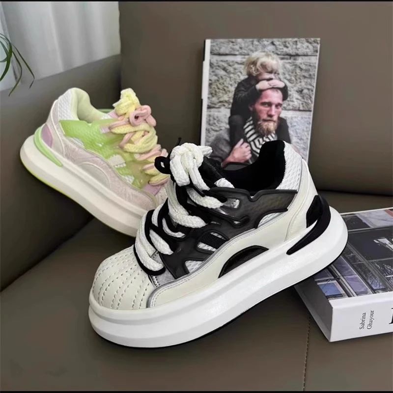 小众设计厚底潮鞋ins潮流贝壳头休闲百搭内增高透气滑板鞋小白鞋