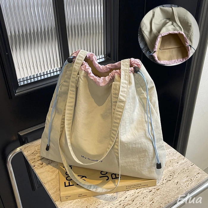 休闲学生上课帆布包包女2025新款夏天大容量百搭单肩包帆布妈咪包